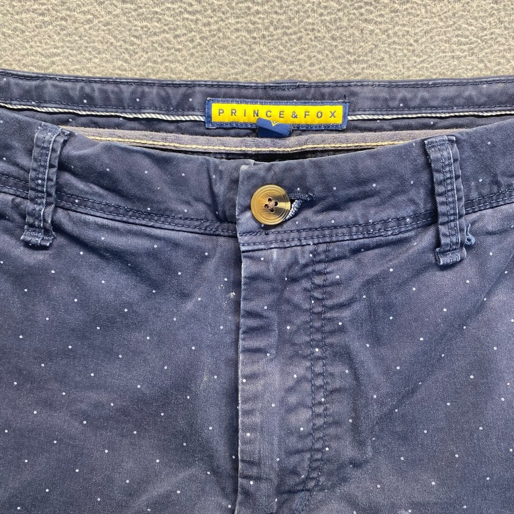 PRINCE & FOX Blue Slim Classic Chino Shorts Zip Fly Pockets Mens Size 31 - Picture 16 of 16